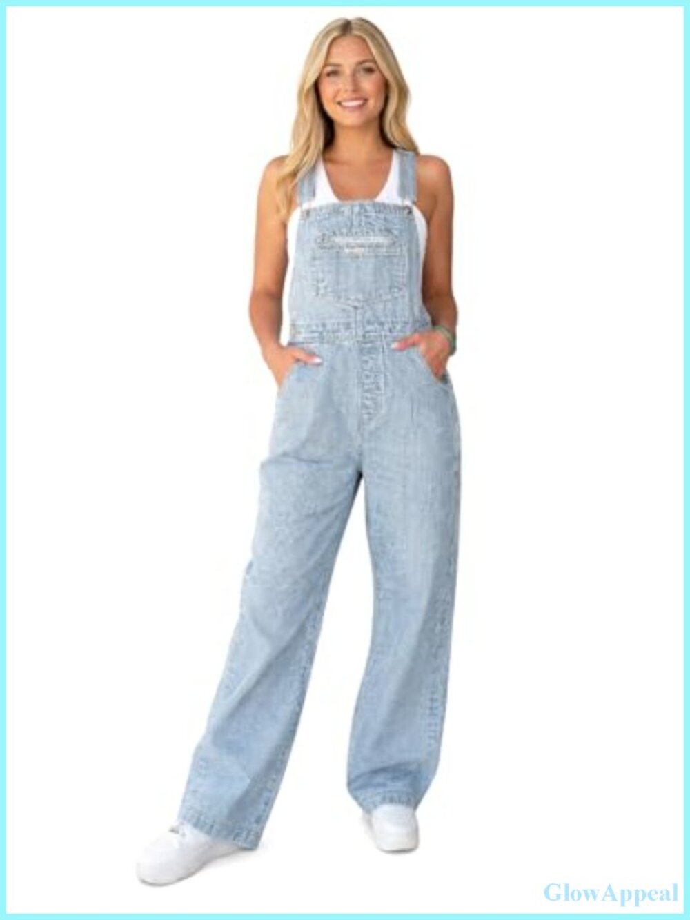 Women's Pinstripe Denim Overalls Boyfriend Fit Slouchy